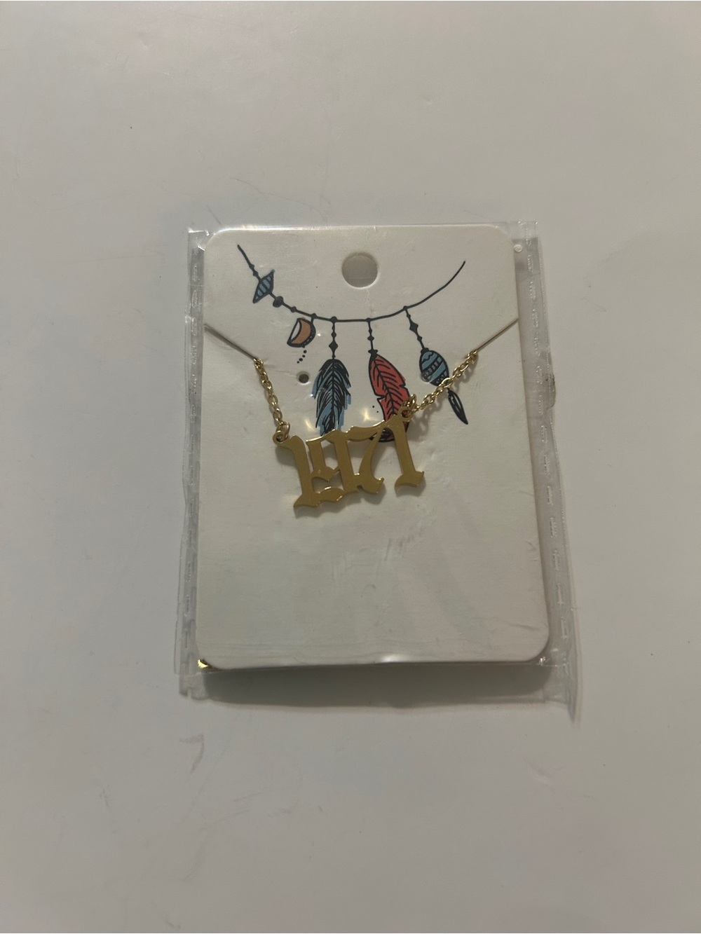 NWT 1971 Birth Year Pendant Necklace 18K Gold Plated Old English